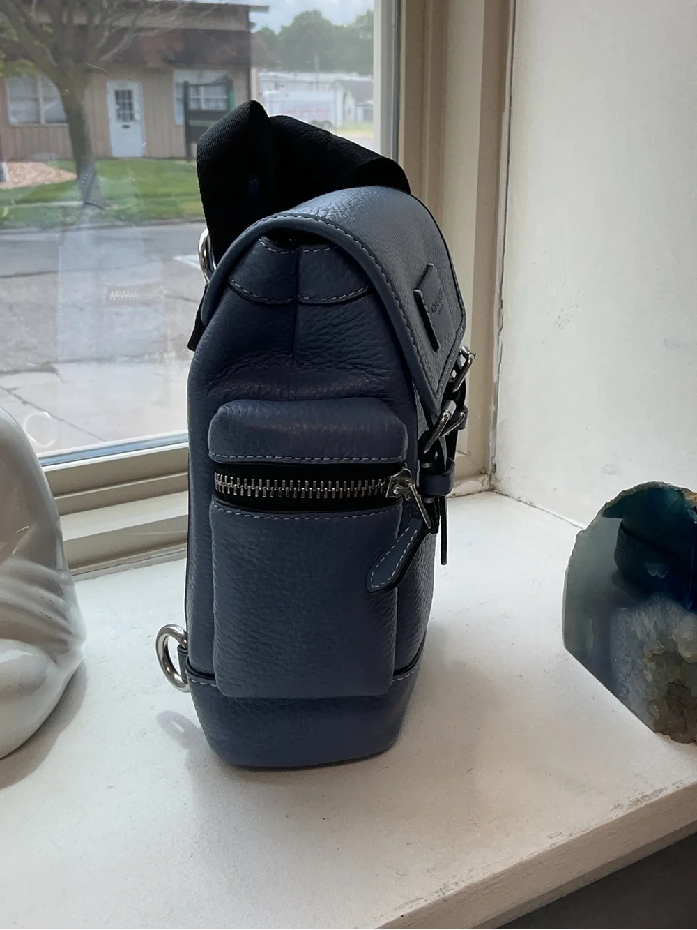 Coach NWT Sprint Sling Pack Leather Crossbody Backpack Light Denim Leather